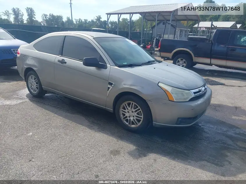 FORD FOCUS 2008, VIN 1FAHP33N78W107648
