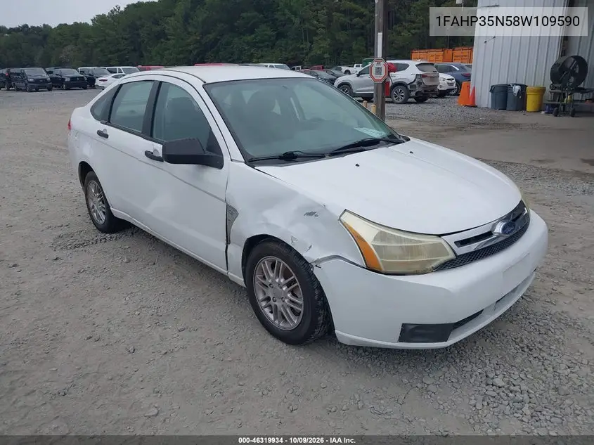 FORD FOCUS 2008, VIN 1FAHP35N58W109590