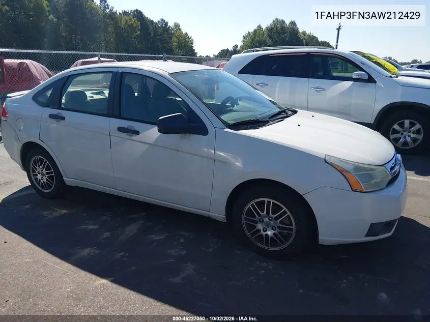 FORD FOCUS 2010, VIN 1FAHP3FN3AW212429