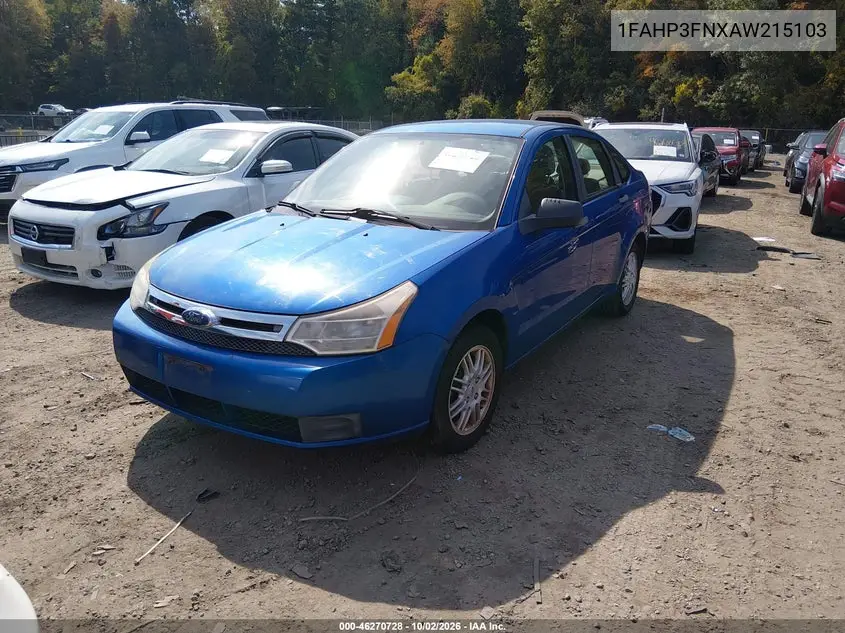 2010 FORD FOCUS VIN 1FAHP3FNXAW215103 — фото 2