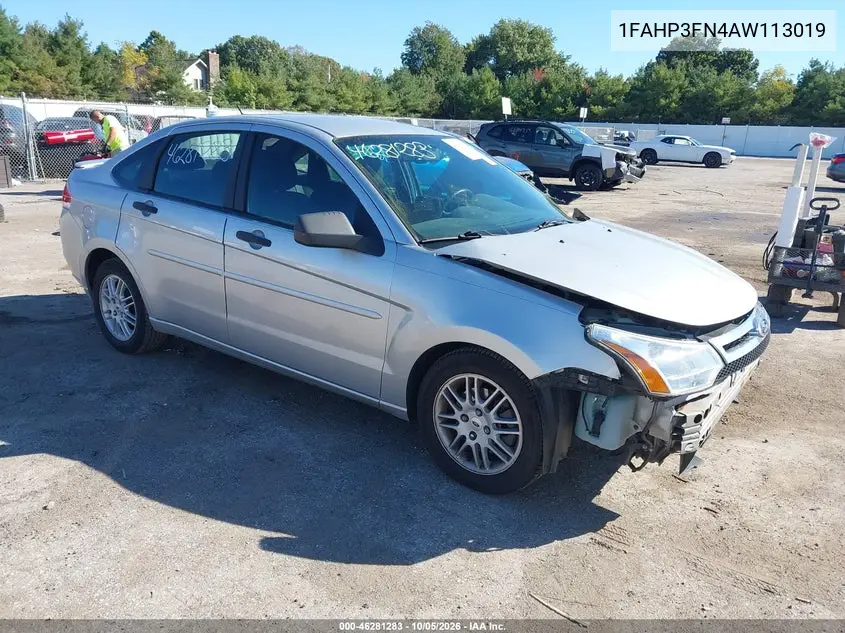 FORD FOCUS 2010, VIN 1FAHP3FN4AW113019