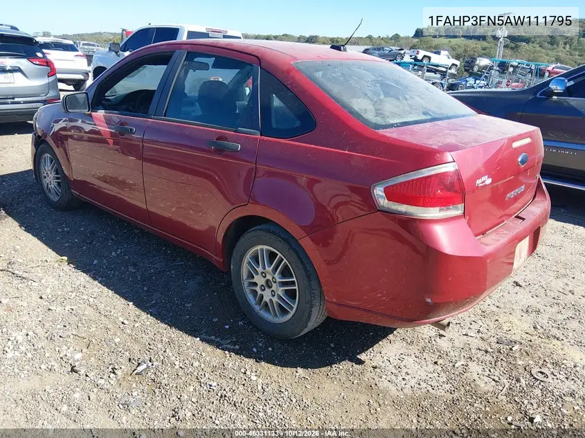 2010 FORD FOCUS VIN 1FAHP3FN5AW111795 — фото 3