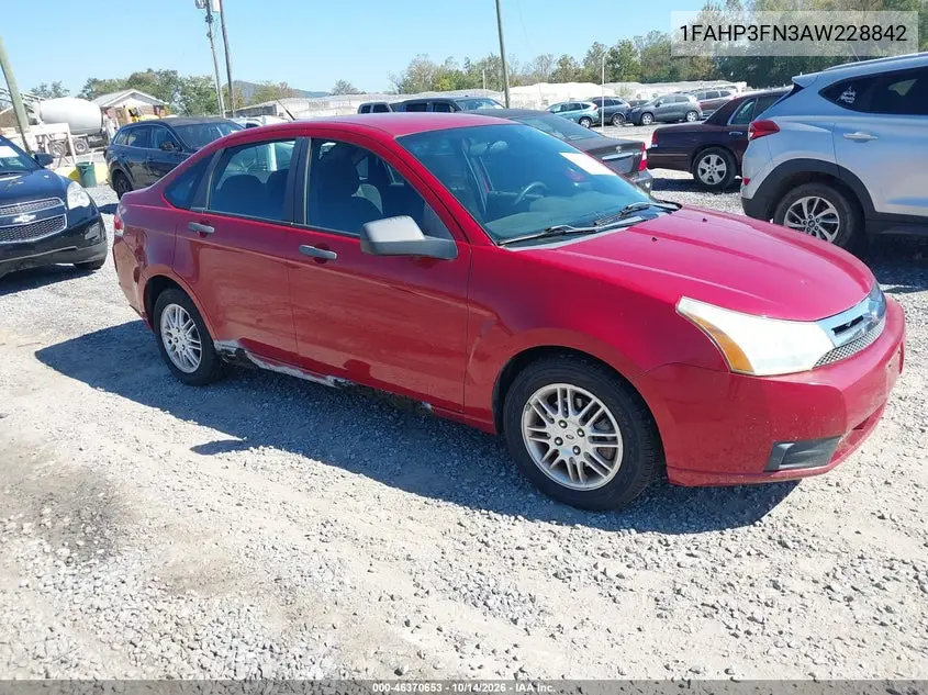 FORD FOCUS 2010, VIN 1FAHP3FN3AW228842