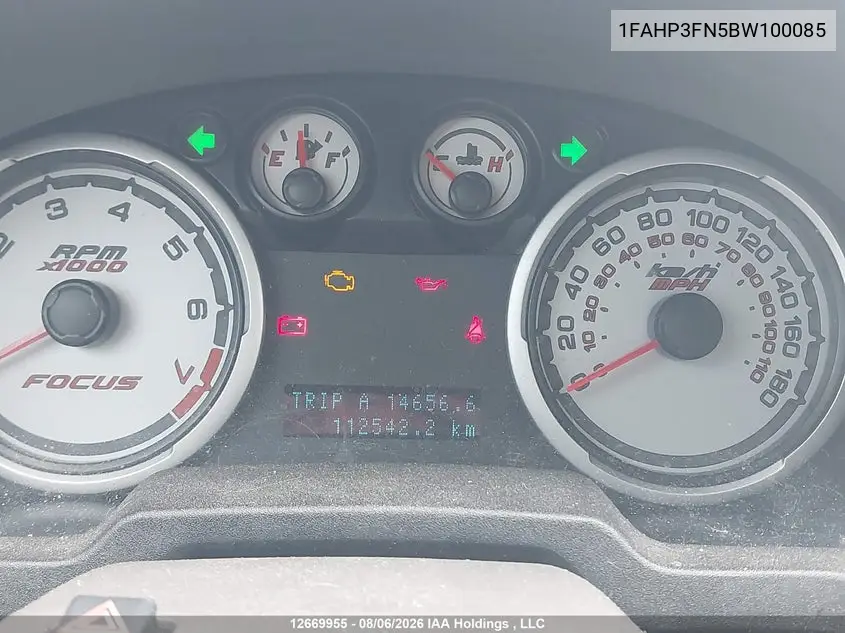 2011 FORD FOCUS VIN 1FAHP3FN5BW100085 — фото 15