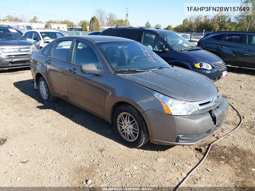 FORD FOCUS 2011, VIN 1FAHP3FN2BW157649
