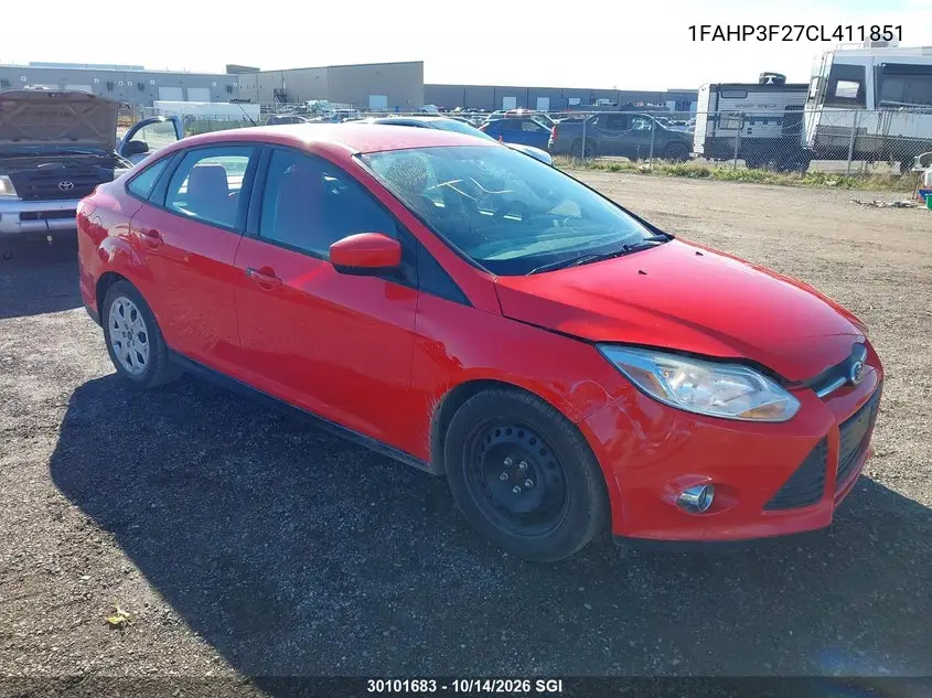FORD FOCUS 2012, VIN 1FAHP3F27CL411851