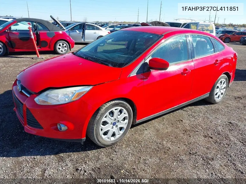 2012 FORD FOCUS VIN 1FAHP3F27CL411851 — фото 2