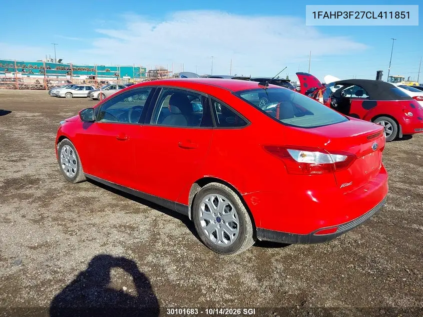 2012 FORD FOCUS VIN 1FAHP3F27CL411851 — фото 3