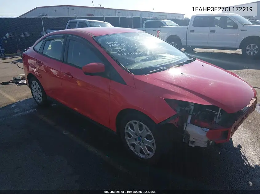 FORD FOCUS 2012, VIN 1FAHP3F27CL172219
