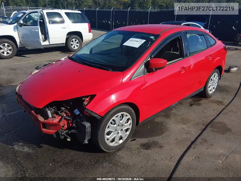 2012 FORD FOCUS VIN 1FAHP3F27CL172219 — фото 2