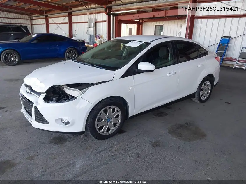 2012 FORD FOCUS VIN 1FAHP3F26CL315421 — фото 2