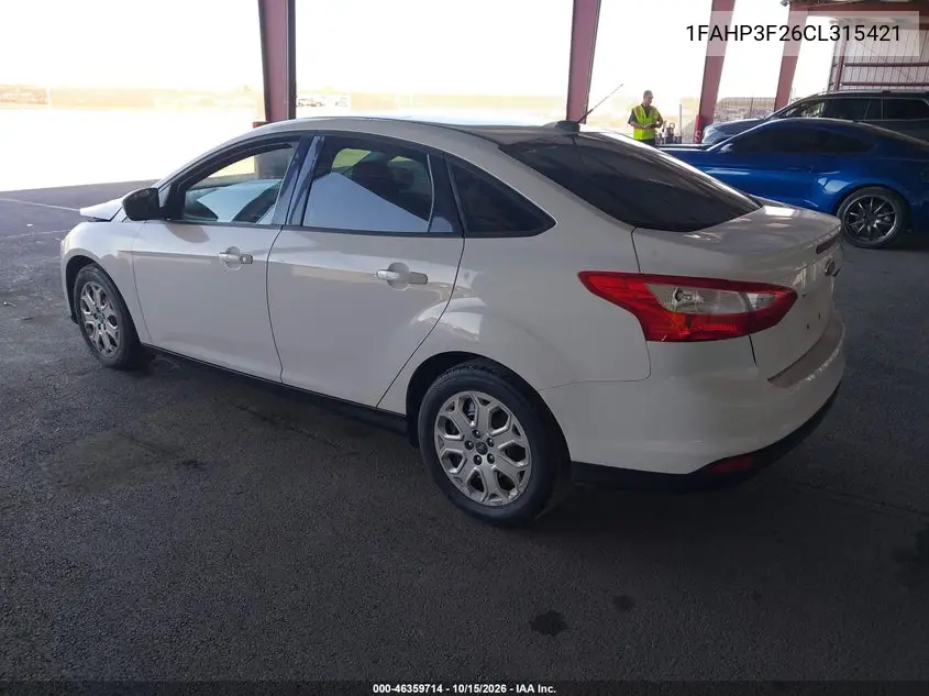 2012 FORD FOCUS VIN 1FAHP3F26CL315421 — фото 3
