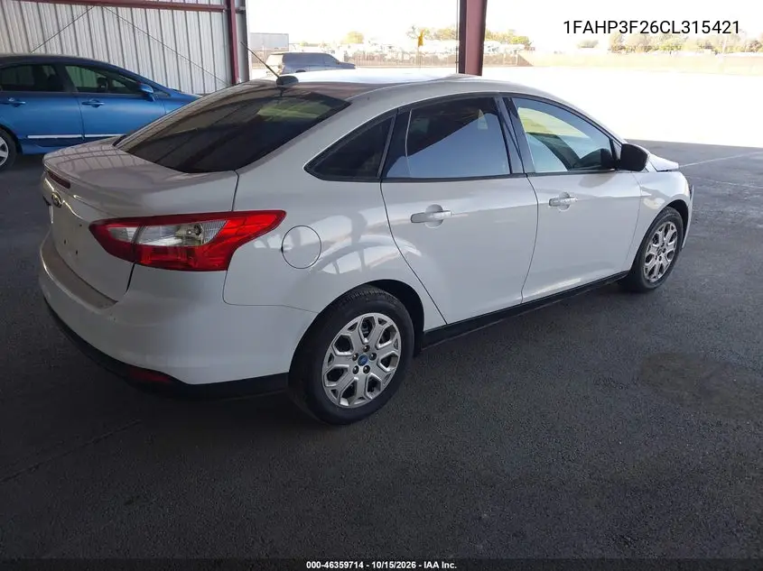 2012 FORD FOCUS VIN 1FAHP3F26CL315421 — фото 4