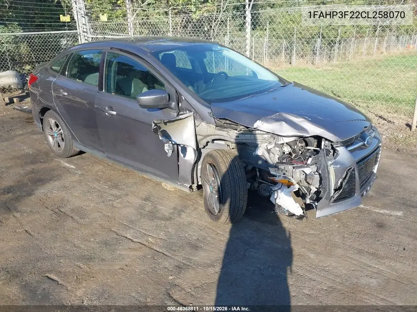 FORD FOCUS 2012, VIN 1FAHP3F22CL258070