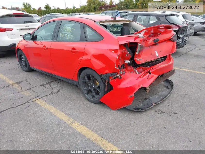 2014 FORD FOCUS VIN 1FADP3F24EL273672 — фото 3