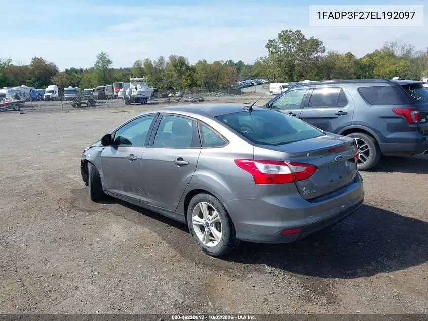 2014 FORD FOCUS VIN 1FADP3F27EL192097 — фото 3