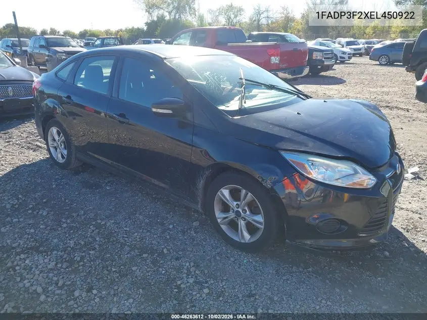 FORD FOCUS 2014, VIN 1FADP3F2XEL450922