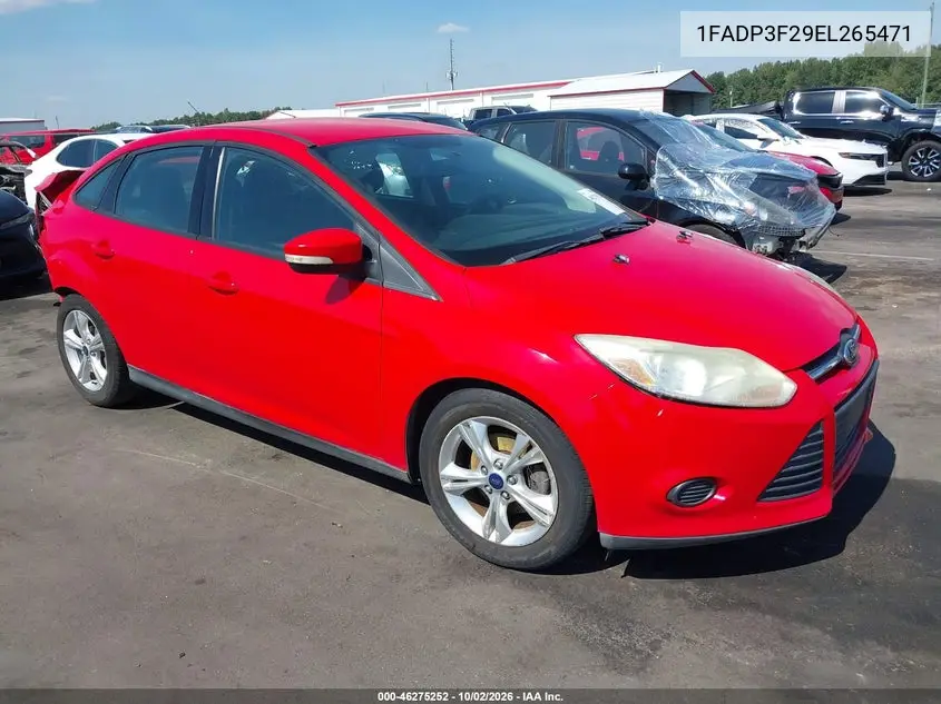 FORD FOCUS 2014, VIN 1FADP3F29EL265471