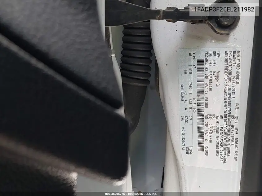2014 FORD FOCUS VIN 1FADP3F26EL211982 — фото 9