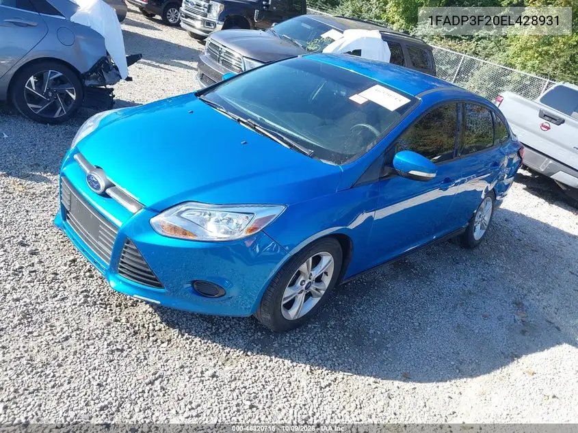 2014 FORD FOCUS VIN 1FADP3F20EL428931 — фото 2