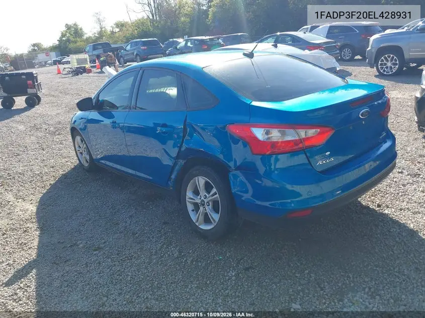 2014 FORD FOCUS VIN 1FADP3F20EL428931 — фото 3