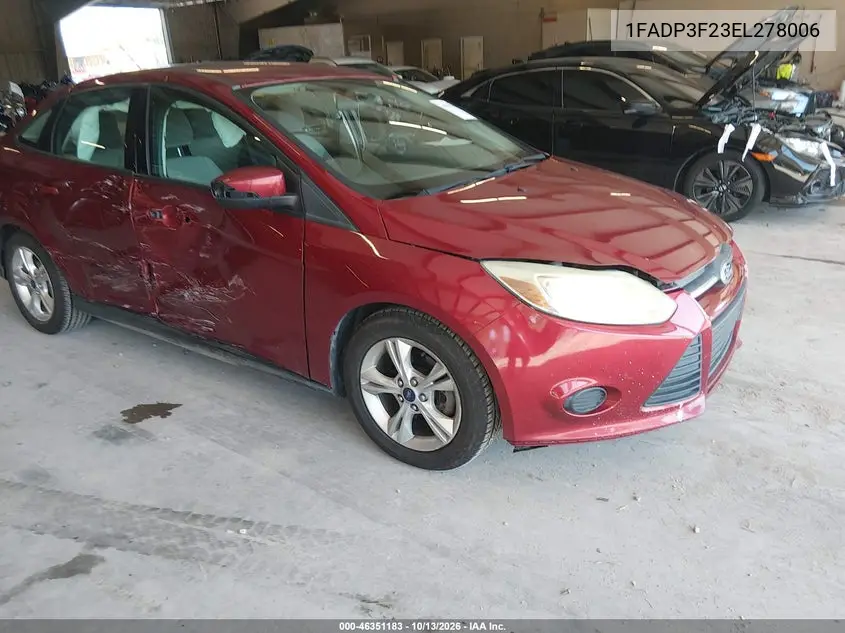 FORD FOCUS 2014, VIN 1FADP3F23EL278006