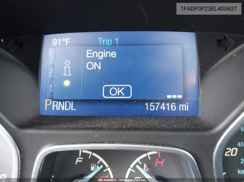 2014 FORD FOCUS VIN 1FADP3F23EL400637 — фото 15