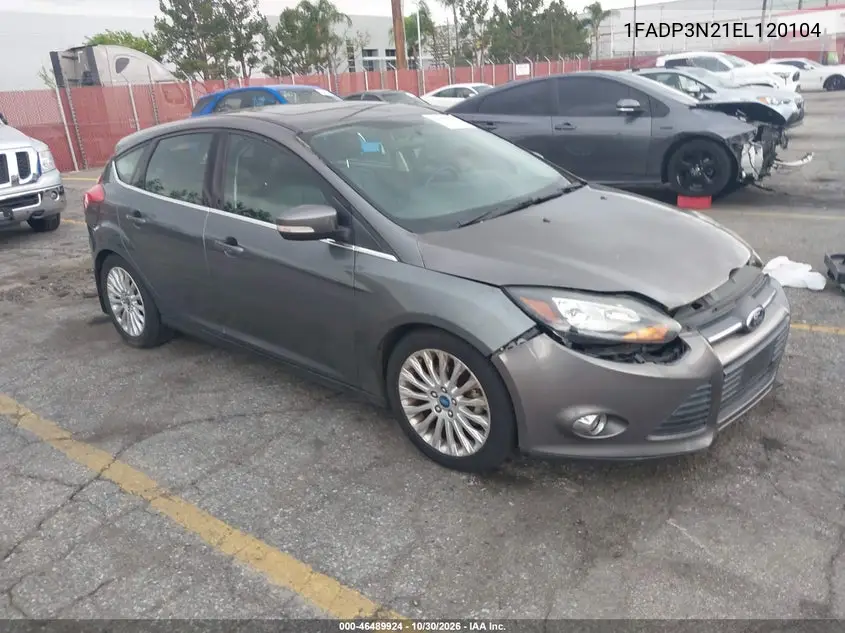 FORD FOCUS 2014, VIN 1FADP3N21EL120104