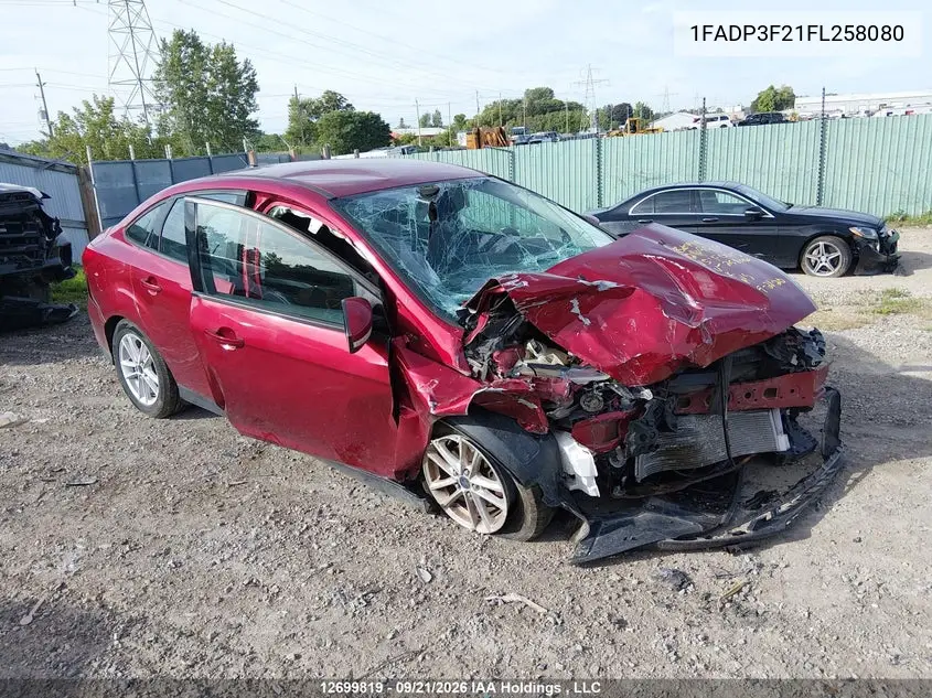 FORD FOCUS 2015, VIN 1FADP3F21FL258080
