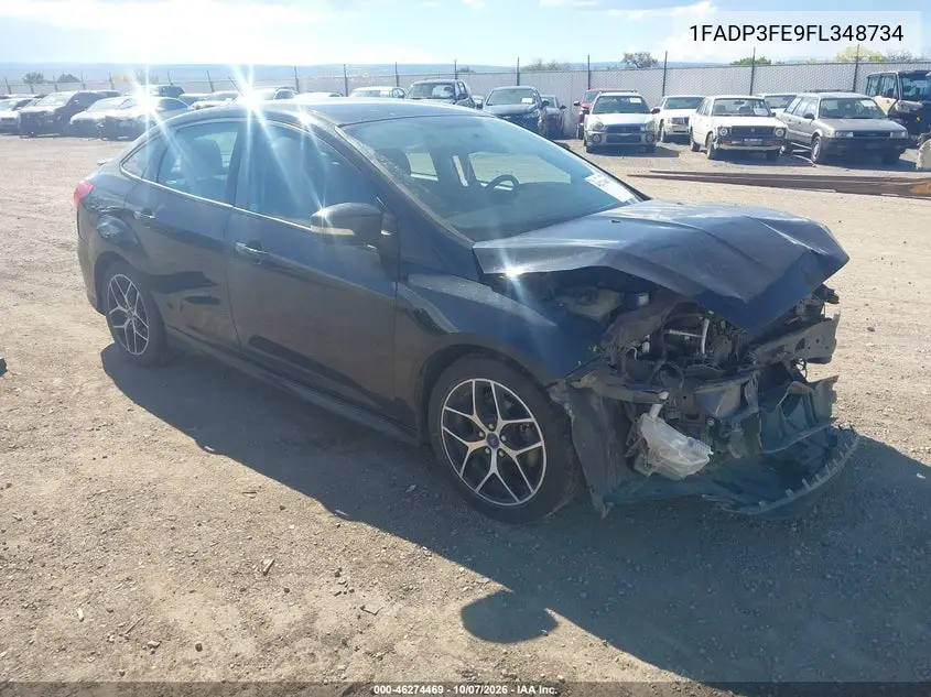 FORD FOCUS 2015, VIN 1FADP3FE9FL348734