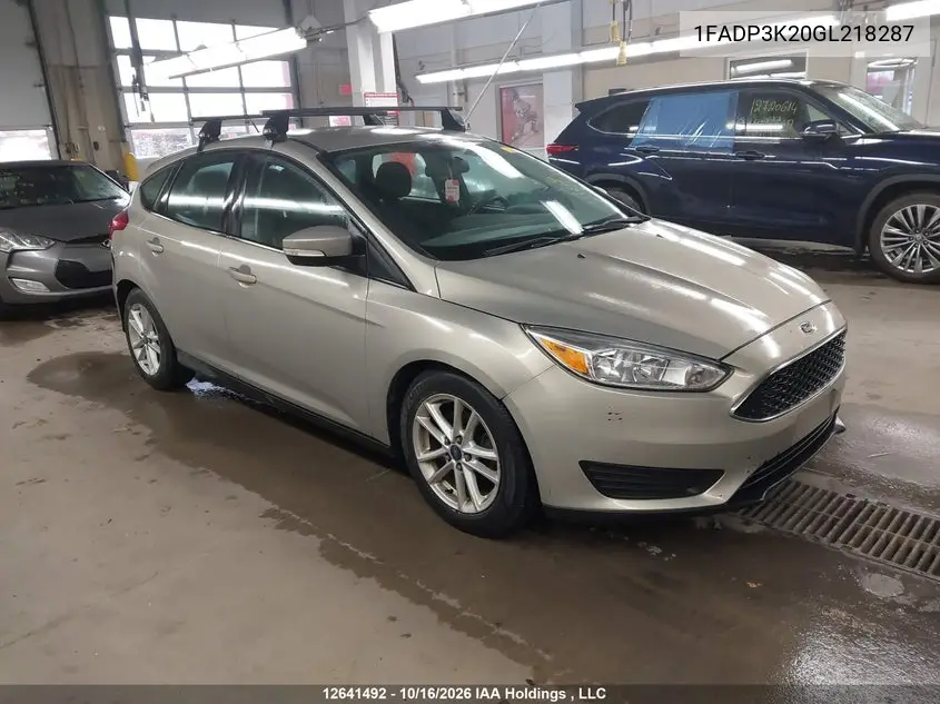 FORD FOCUS 2016, VIN 1FADP3K20GL218287