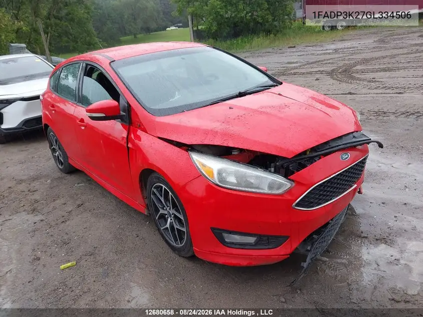FORD FOCUS 2016, VIN 1FADP3K27GL334506
