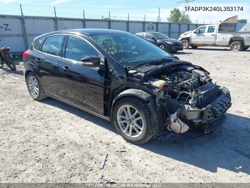 FORD FOCUS 2016, VIN 1FADP3K24GL353174