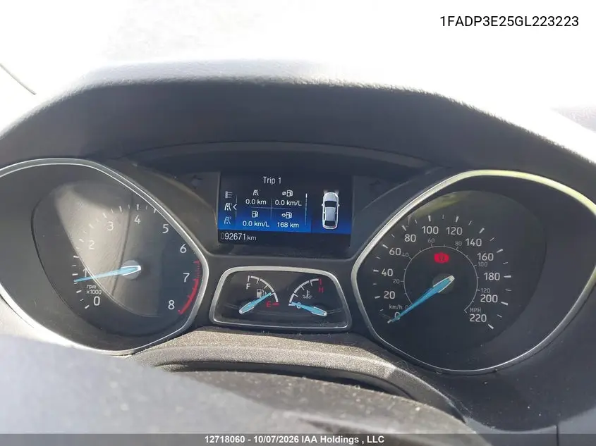2016 FORD FOCUS VIN 1FADP3E25GL223223 — фото 7