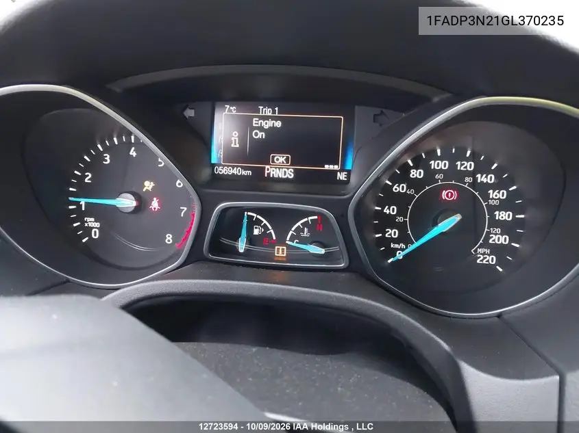 2016 FORD FOCUS VIN 1FADP3N21GL370235 — фото 7