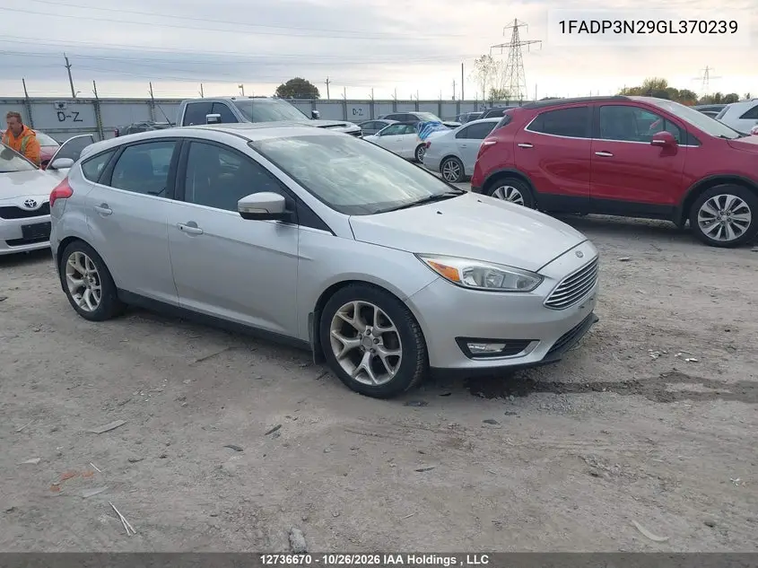 FORD FOCUS 2016, VIN 1FADP3N29GL370239