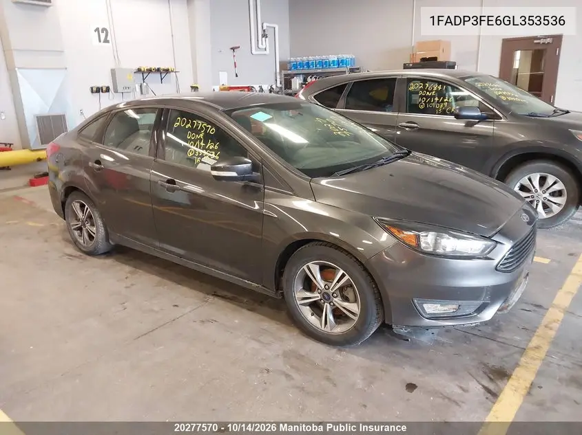 FORD FOCUS 2016, VIN 1FADP3FE6GL353536
