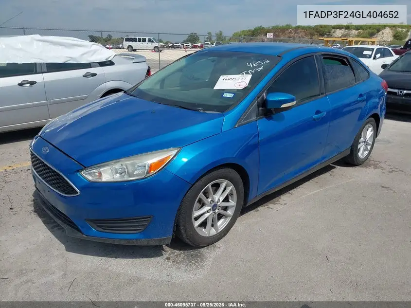2016 FORD FOCUS VIN 1FADP3F24GL404652 — фото 2