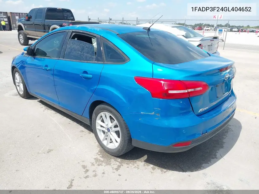 2016 FORD FOCUS VIN 1FADP3F24GL404652 — фото 3