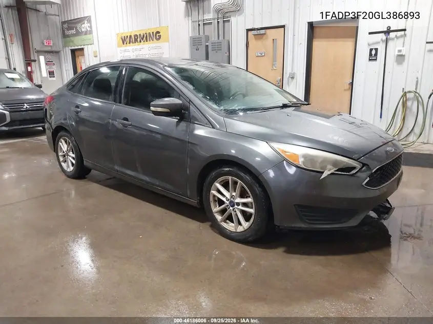 FORD FOCUS 2016, VIN 1FADP3F20GL386893