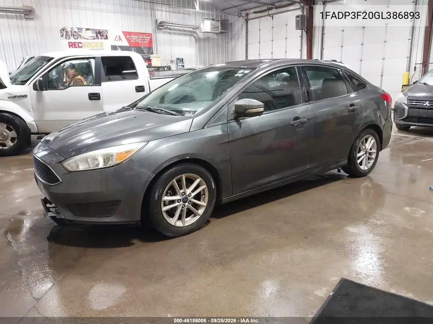 2016 FORD FOCUS VIN 1FADP3F20GL386893 — фото 2