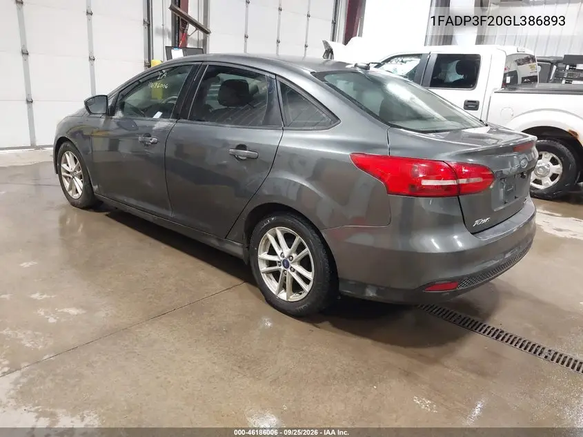 2016 FORD FOCUS VIN 1FADP3F20GL386893 — фото 3