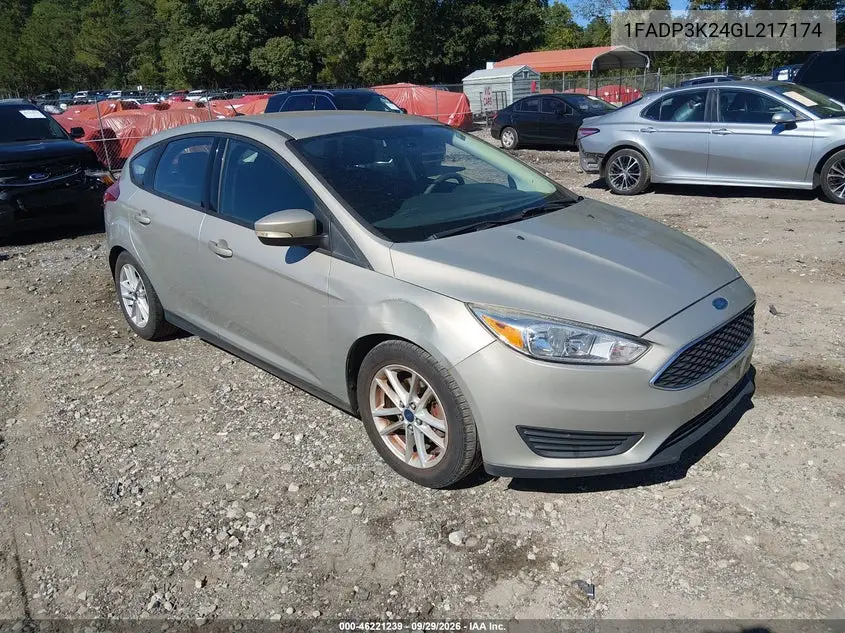 FORD FOCUS 2016, VIN 1FADP3K24GL217174