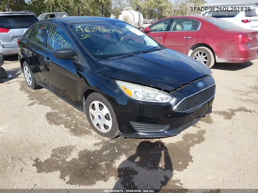 FORD FOCUS 2016, VIN 1FADP3E26GL251838