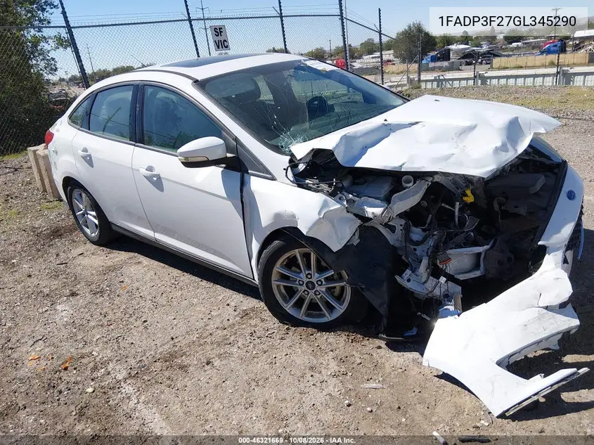 FORD FOCUS 2016, VIN 1FADP3F27GL345290