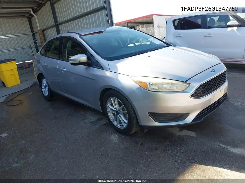 FORD FOCUS 2016, VIN 1FADP3F26GL347760