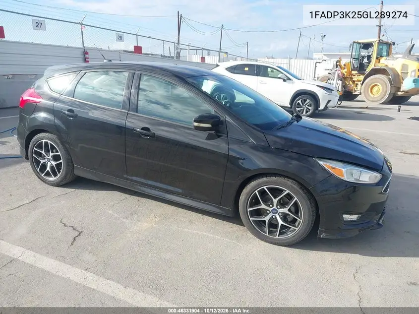 FORD FOCUS 2016, VIN 1FADP3K25GL289274