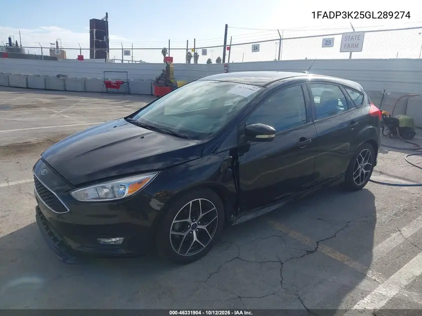 2016 FORD FOCUS VIN 1FADP3K25GL289274 — фото 2