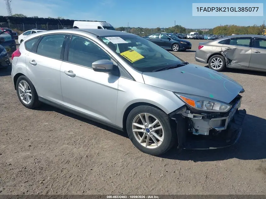 FORD FOCUS 2016, VIN 1FADP3K21GL385077