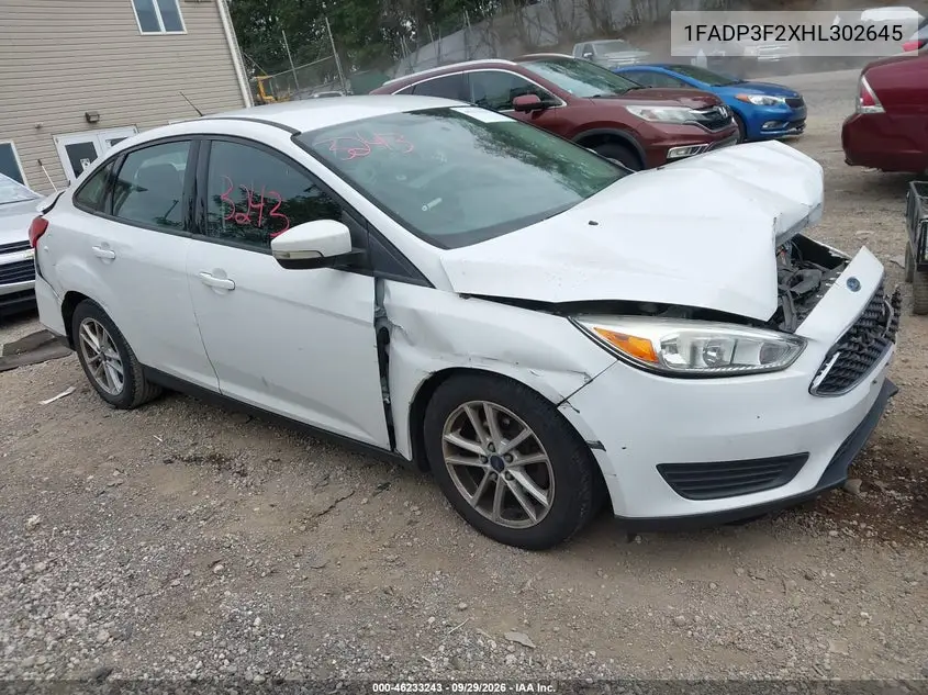 FORD FOCUS 2017, VIN 1FADP3F2XHL302645